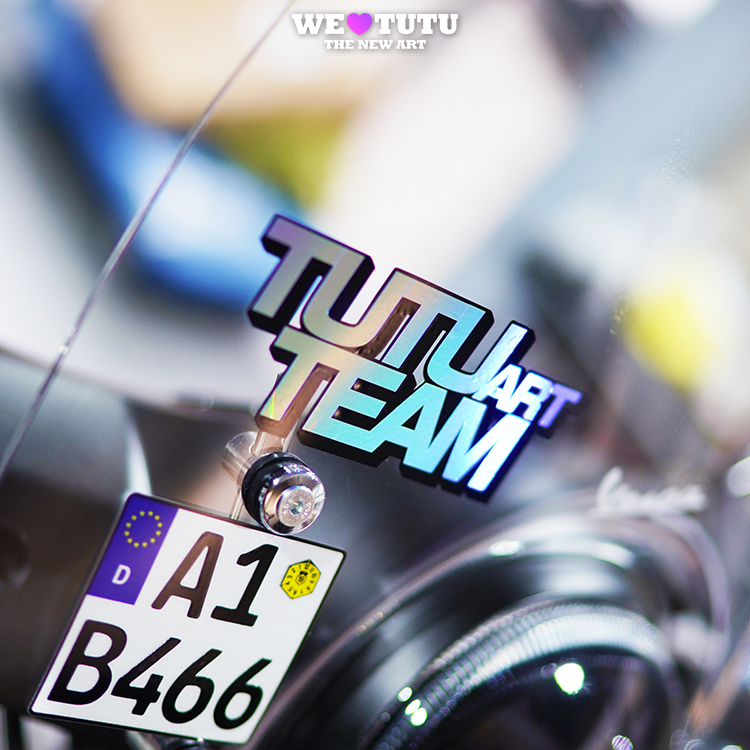 The Tutuart Team illusion floats with colorful motorcycle windshield modified waterproof stickers