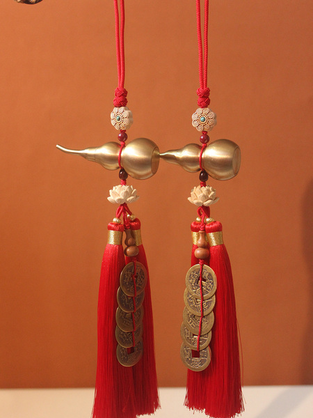 Copper Gourd Bedroom Entrance Pressure Threshold Bring In Wealth and Treasure Qing Dynasty Five Emperors' Coins