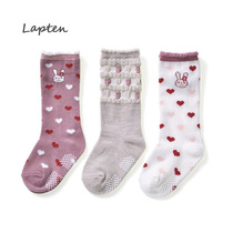 3 pairs of spring and autumn girls childrens socks 1-3 years old autumn and winter fun Japanese baby small socks non-slip Cotton