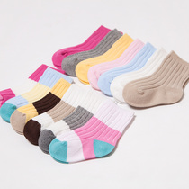 3 Double 2-4 Year Old Spring Autumn Baby Socks Pure Cotton Pure Color Child Socks Male And Female Socks