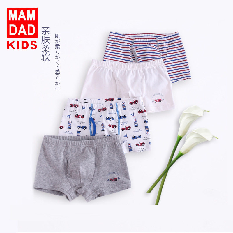Summer boy Underpants pure cotton Children four-corner underpants Mom and Dad Four strips of baby Four corner pants A Type of baby Underpants