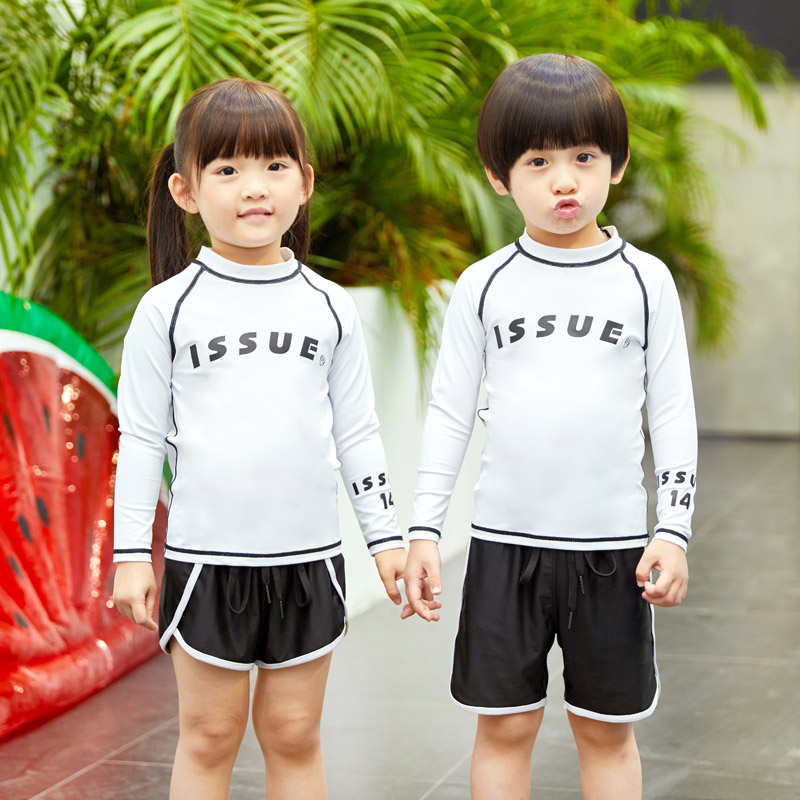 Korean children's pullover wetsuit Long-sleeved trousers Sunscreen swimsuit Hot spring surfing beach student jellyfish suit two-piece