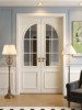 Wooden Solid Wood Lacquered White Doors for Study, Bedroom, Room, Double Swing Doors, Light French Vintage Style Entryway