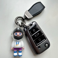 Модель Volkswagen B «серый космос» + черная короткая веревка + белый гоночный мальчик, бесплатная пряжка-подкова + номерной знак