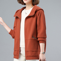 Mom thin coat spring and autumn middle-aged old size womens early autumn middle-aged mother long hoodie sweater
