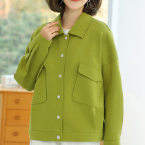 Sweater jacket Mom middle-aged 2022 Spring and autumn new big code Womens fashion foreign air clip-shirt thin blouse