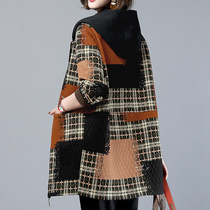 Mid-length trench coat Long mother spring and autumn winter 2021 new middle-aged coat middle-aged and elderly womens short coat