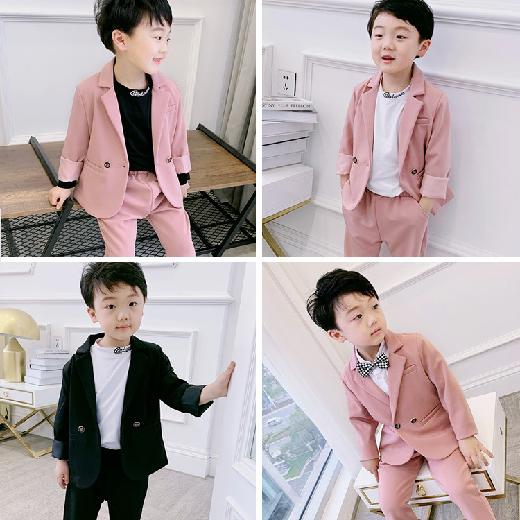 Children's suit suit casual boy suit British pink boy dress flower girl catwalk costume summer