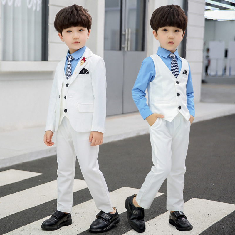 Children's suit men's small suit suit spring boy dress fashion handsome baby birthday vest jacket casual