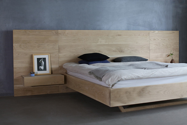 Кровать из массива дерева 朴室现代简约北欧希尔巴赫生态原木全实木家具定制法国橡木大床床
