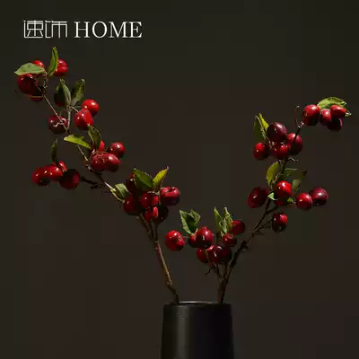 American pastoral red berries simulation flower fortune fruit yellow cherry decoration plastic fake flower living room flower arrangement