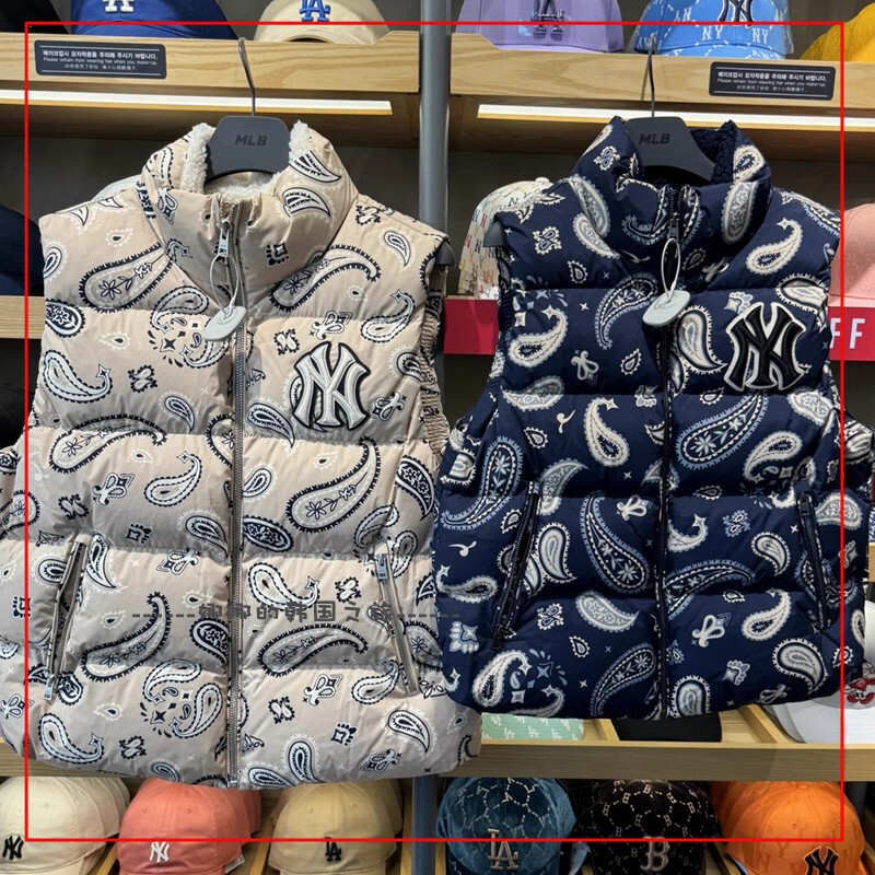 Korean Purchasing Agent Mlb down Jacket Paisley Vest for Men and Women, Warm and Fashionable Casual Vest 3Advi0126