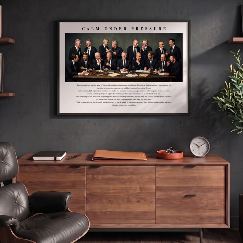 The Last Supper of Legendary Coaches: Solid Wood Photo Frame for Wall or Table Display - Guardiola, Ferguson, Mourinho The Last Supper of Legendary Coaches: Solid Wood Photo Frame for Wall or Table Display - Guardiola, Ferguson, Mourinho