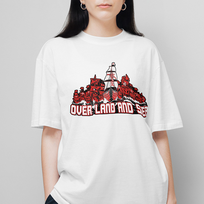 Arsenal Classic Tifo Style Pure Cotton Short-Sleeve T-Shirt Trendy Loose Fit Men's Classic Slogan Arsenal Battleship