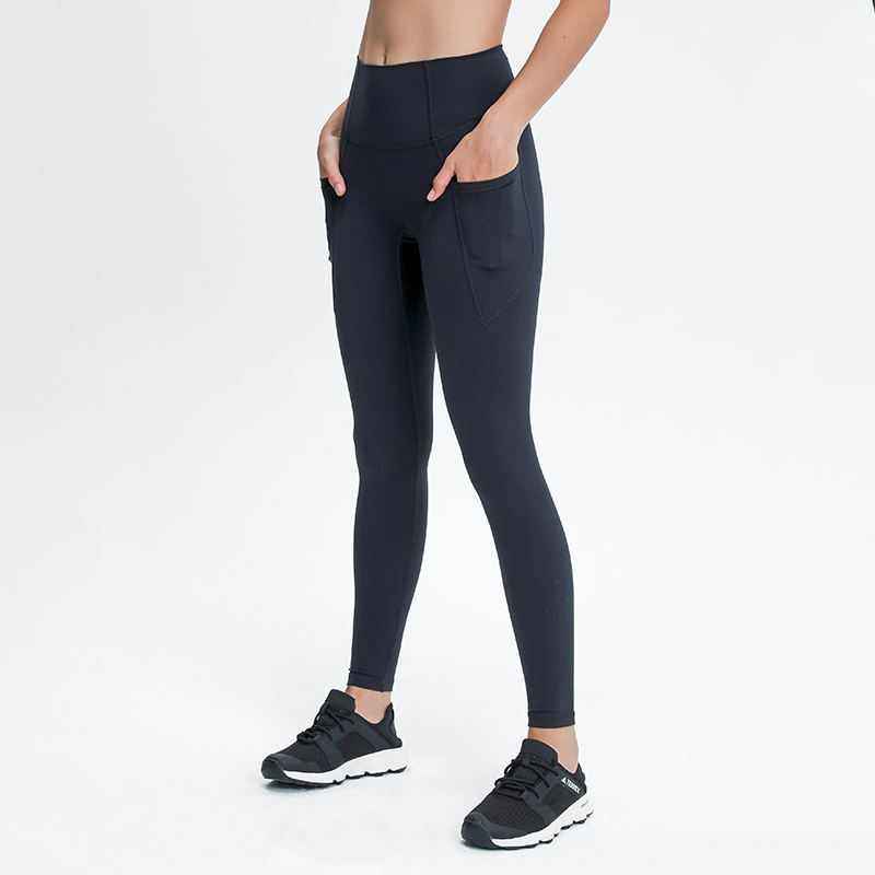 lulu same yoga pants female new nude feel no awkward line Two side pockets fitness running sports 90% pants