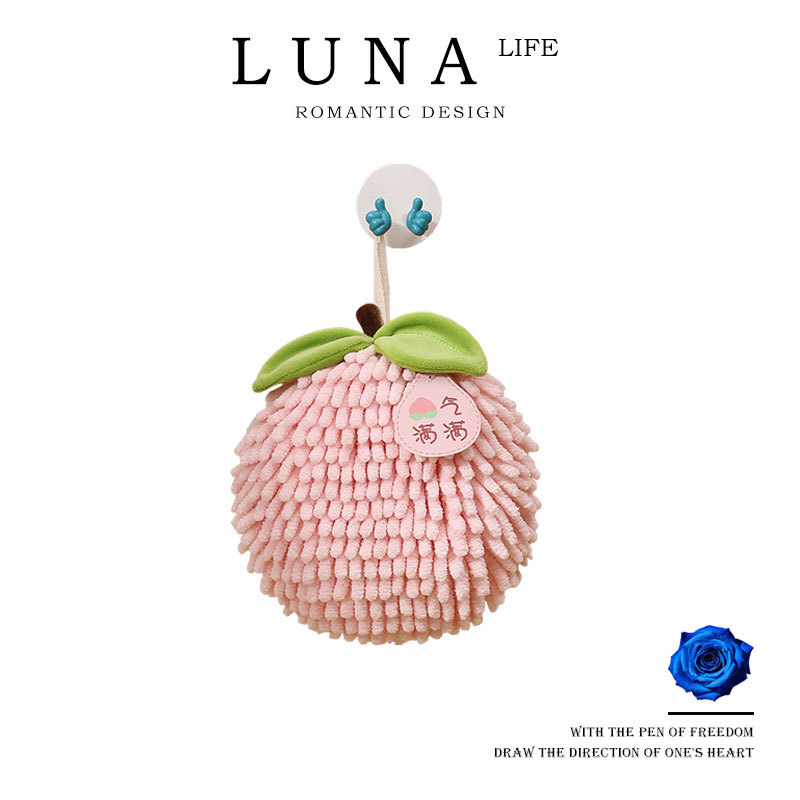 Luna·Fruit·Hanging Hand Towel, Cute Chenille Hand Towel Ball, Kitchen Absorbent Towel |   Fruits
