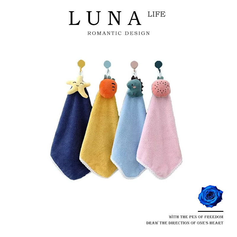 Luna·Yunhuan·Hand Towel Hanging Type Cute Cartoon Super Absorbent Household Square Towel |   Cloud Wash