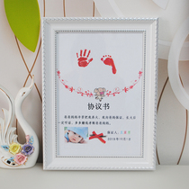 New baby hand foot print table hand footprint agreement book men and women baby contentment