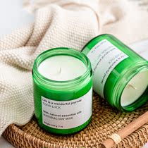 Hotel deodorant green bottle scented candle diy handmade smoke-free soybean candle Bed and breakfast bedroom decoration scented candle