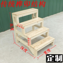 Custom Solid Wood Staircase Wooden Ladder Footstool Home 2 Step 3 Step Adult Climbing Ladder Kids Balcony Staircase