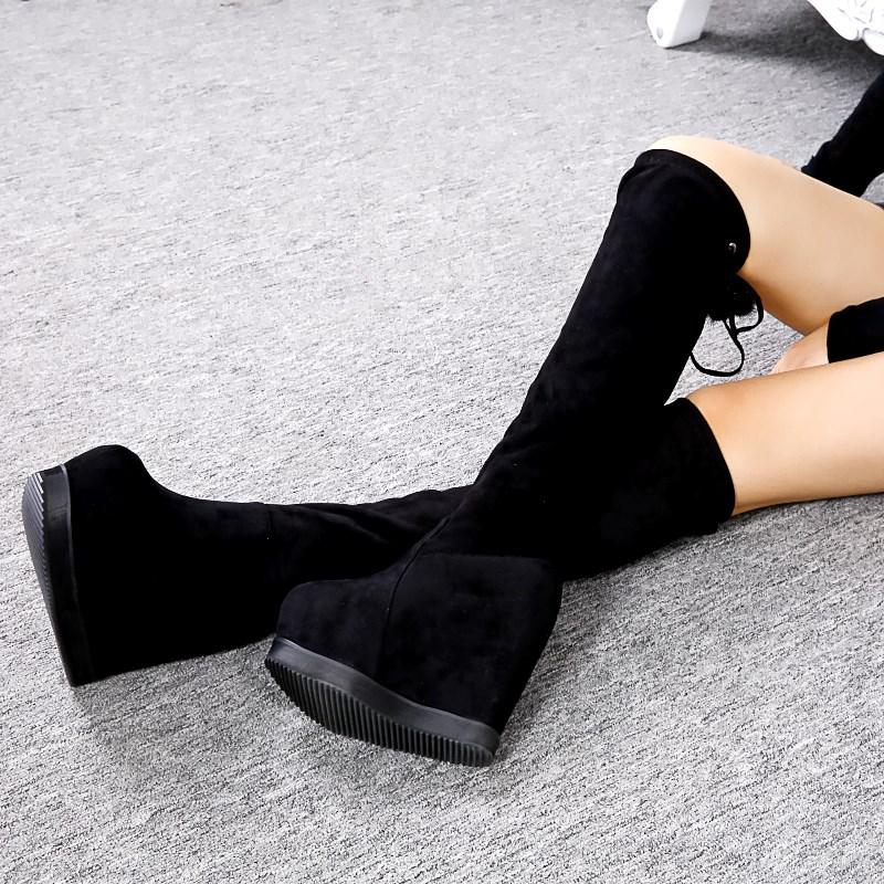 15cm16cm mùa đông mới tăng chiều cao đôi nêm dài với giày ống cao nữ giày boot nữ cao gót