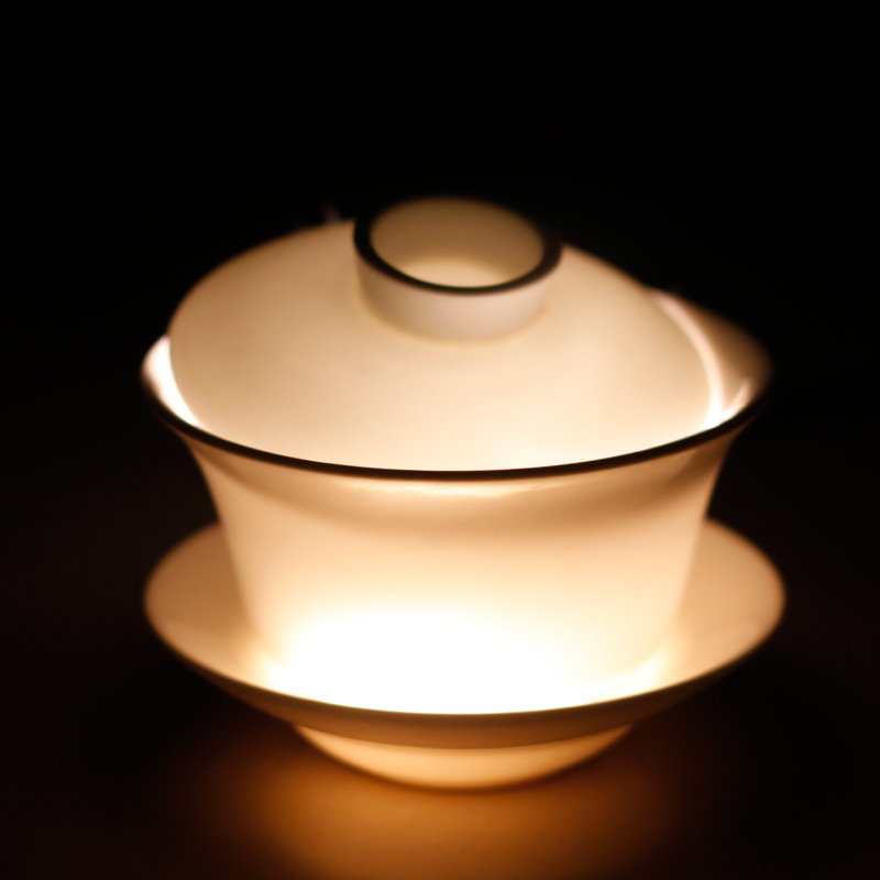 Cover Bowl Tangshan Bone porcelain pure white large number three only cover Bowl Ceramic Kung Fu Tea Tea Tea Cup Bubble Customizable LOGO