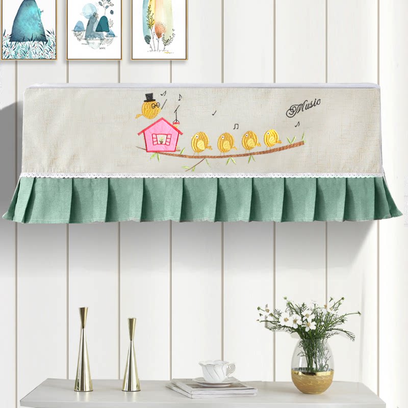 Fabric hanging air-conditioning cover bedroom large 1.5P Nordic cotton-hemp wall hanging air conditioning cover Gree air-conditioning cover dust cover
