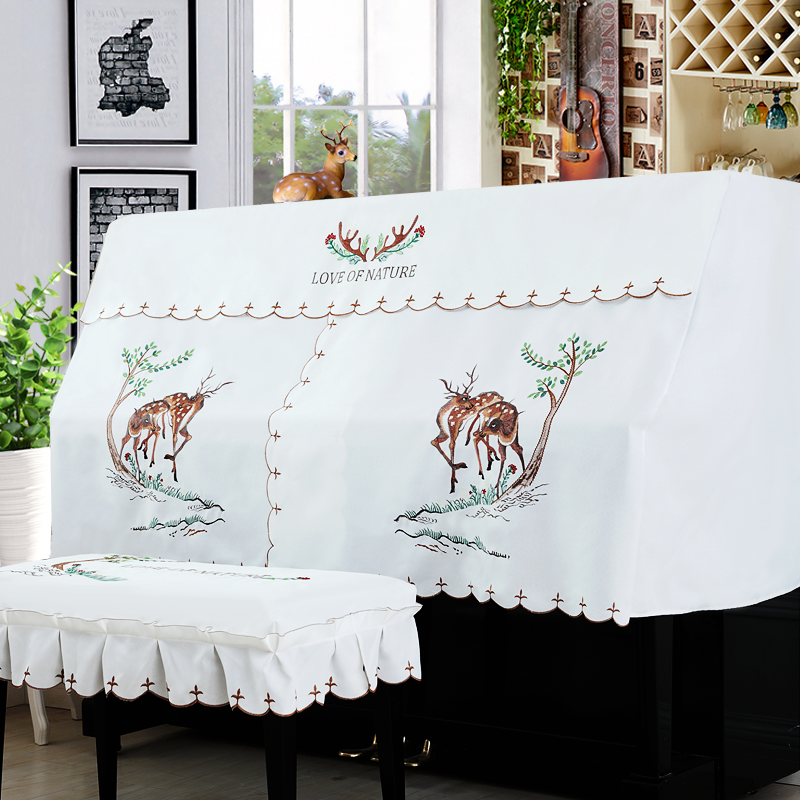 Embroidered piano cover modern minimalist piano cover full cover fabric dust cover American pastoral piano cover half cover
