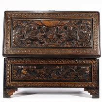  Antique old-fashioned full work wood carving sandalwood carving large wooden box treasure box Furniture box repair product length 70cm