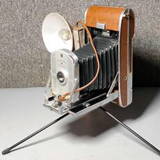 Камеры 西洋古董美国1960宝丽来polaroid 95b闪光灯皮腔相机餐厅酒吧摆件