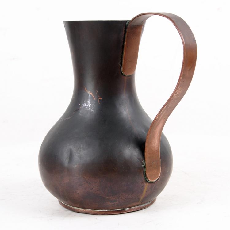 19 Century Western Antique Folk Customs Collection Bronze Ware Red Copper Milk Pot Copper Pot Copper Pot 8 Pint Furnishing Props Nostalgia