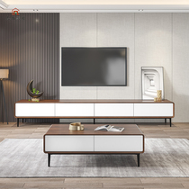 Nordic TV cabinet coffee table combination modern minimalist walnut TV cabinet light luxury size apartment minimalist floor cabinet