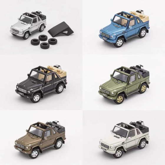 Gcd 1:64 Mercedes-Benz G500 Convertible Off-Road Vehicle Comes with Interchangeable Tires and a Carport Alloy Car Model