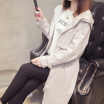 Hooded trench coat womens long Korean version of spring and autumn womens coat coat 2021 New loose thin coat small man