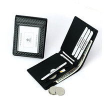 rfid new mens carbon fiber wallet European and American simple short zipper coin wallet multi-card wallet wallet
