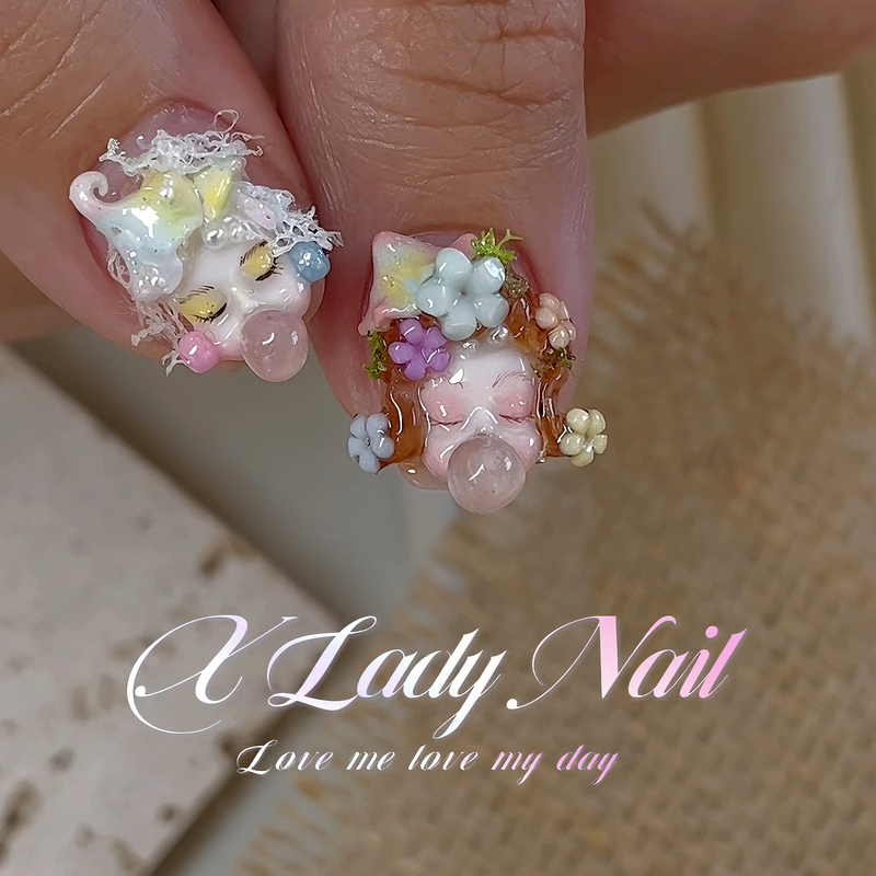 【X Lady Nail】Cute Little Baby Handmade Nail Art Decorations, Doll Head Nail Art Mold Finished Product