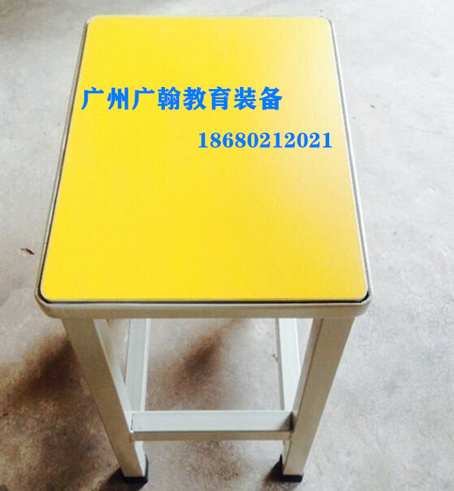 Guangzhou teaching furniture primary and secondary school students desks and chairs color steel wood square stool training chair factory direct sales can be customized