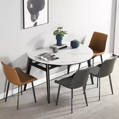 Multifunctional folding, pulling, pulling, and telescopic deformation can be made round rock board dining table dual-purpose dining table