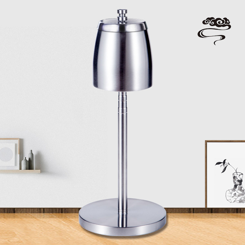 Stainless steel floor ashtray retractable metal balcony ashtray windproof creative large household ashtray