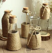 Hemp rope vase shooting props Interior decoration photography props decoration Glass bottle home background decoration