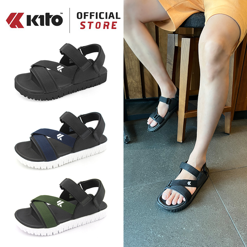 KITO Thailand imported natural rubber sandals men's open-toed casual all-match fairy style thick-soled platform sandals beach shoes