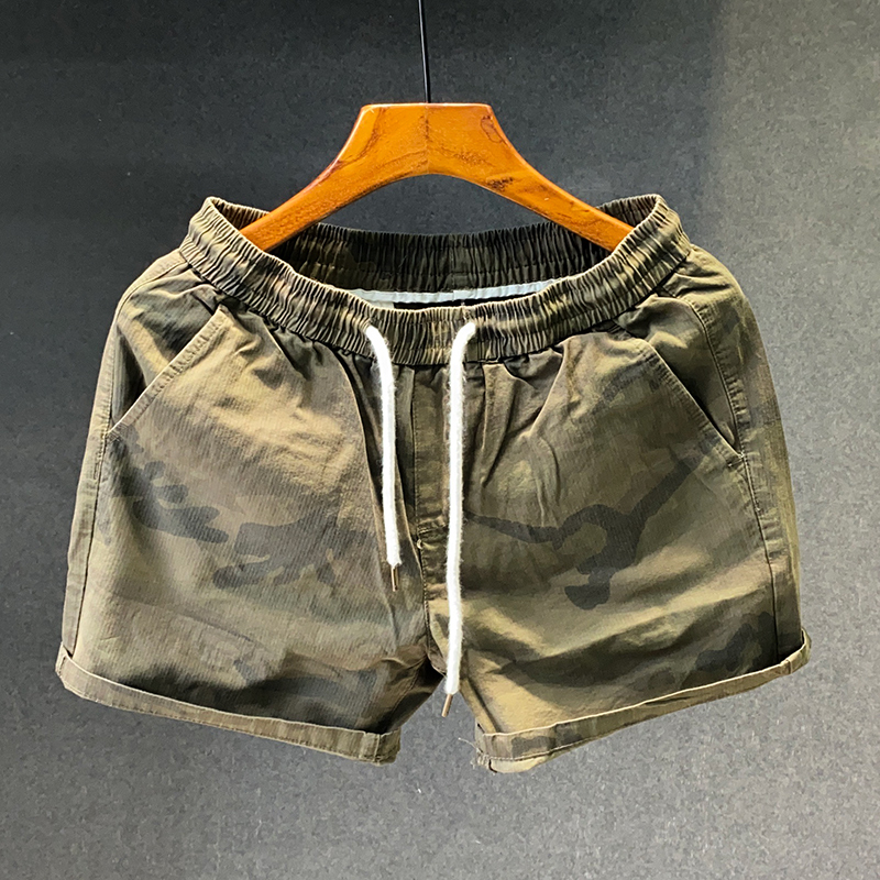 Summer Casual 3/4 Camouflage Shorts with Elastic Waistband, Men's Loose Three-Quarter Trendy Pants