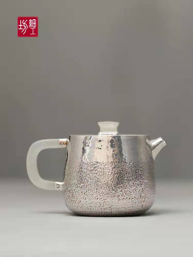 Fine Works Workshop Silver Pot Pure Silver 9999 Pure Artisanal Bubble Teapot Small Teapot Home Kung Fu Silver Pot Cook Tea-Taobao