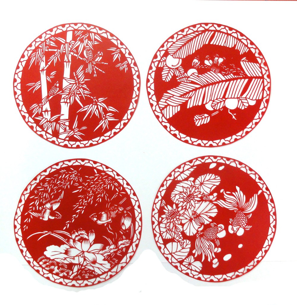 Featured Traditional Hand Cut Paper Window Flowers Delight Magpie Suit 27CM Campus Decoration Painting Birthday Gift Living Room China Wind-Taobao