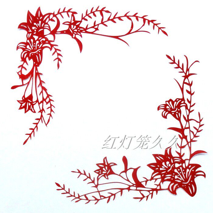 Corner Rose Rose Plant Fabric Spring Festival Paper Windows and Windows Sticker Stick 28 cm Joe Moving Room Decoration Gifts a pair