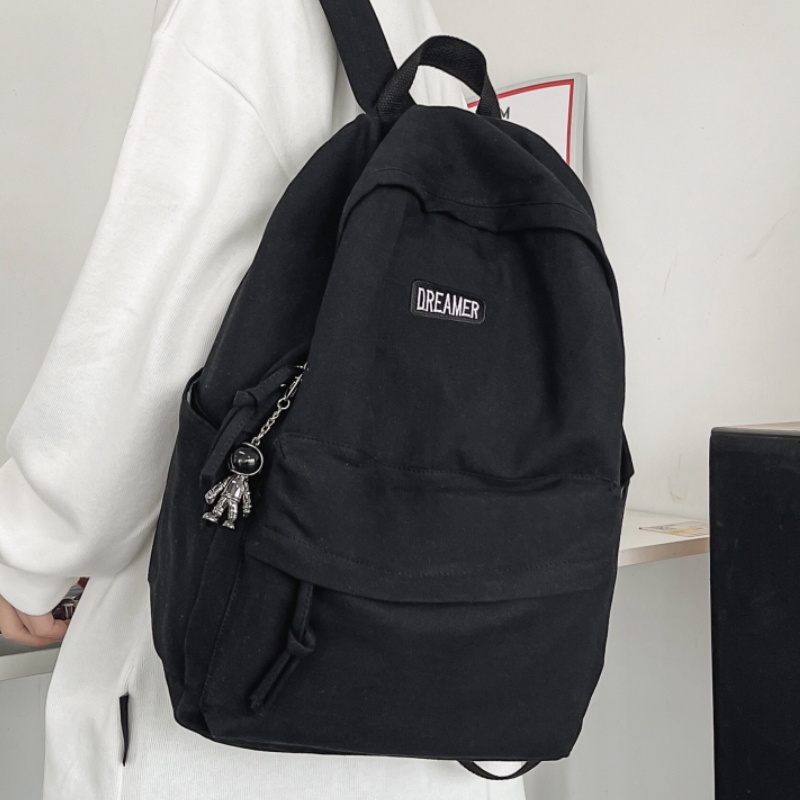Backpack for Male College Students, Canvas Backpack, Ins Japanese Style, Simple Large-Capacity Travel Bag, High School and Middle School Student School Bag