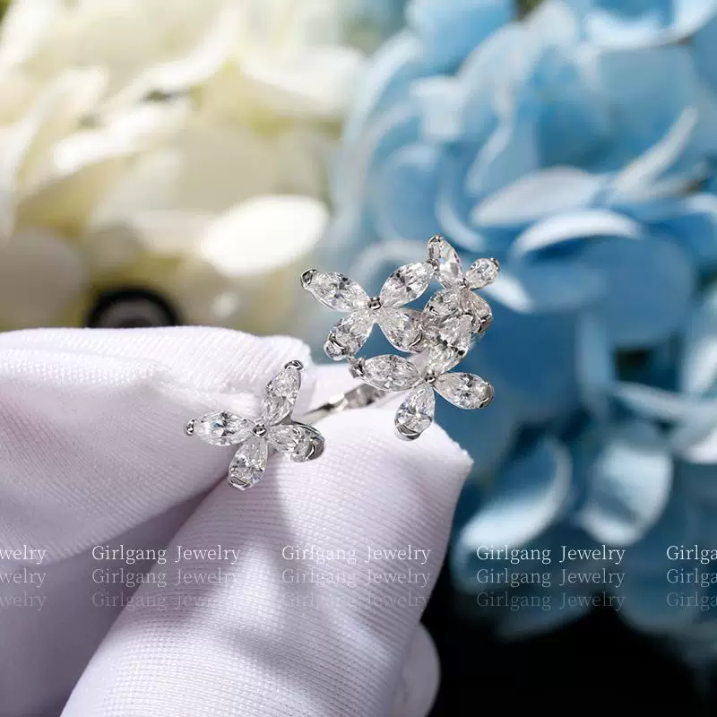 Small design cute classic artificial wedding ring, diamond encrusted