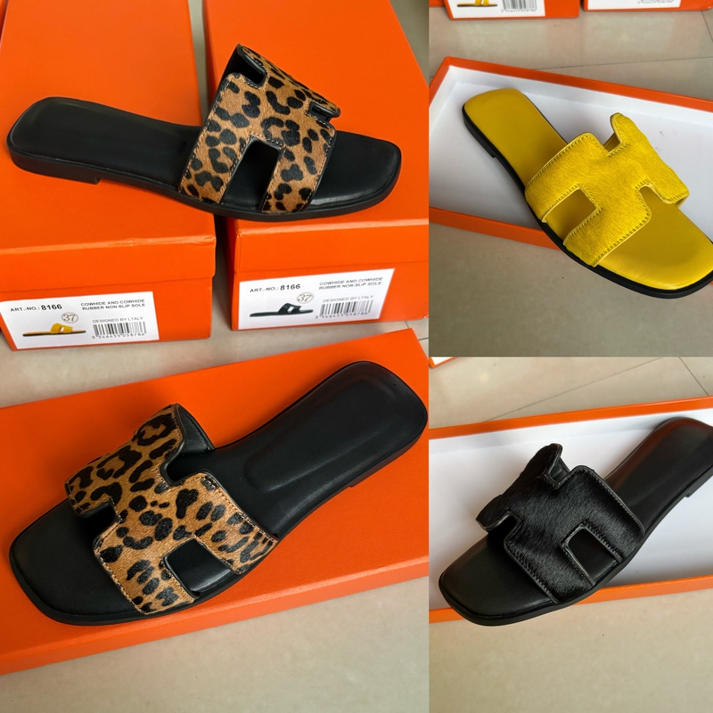 New Flat-Soled Horsehair Leopard Print Genuine Leather Women's Summer Slippers, Fashionable H-Shaped Outdoor Soft-Soled Sandals New Flat-Soled Horsehair Leopard Print Genuine Leather Women's Summer Slippers, Fashionable H-Shaped Outdoor Soft-Soled Sandals