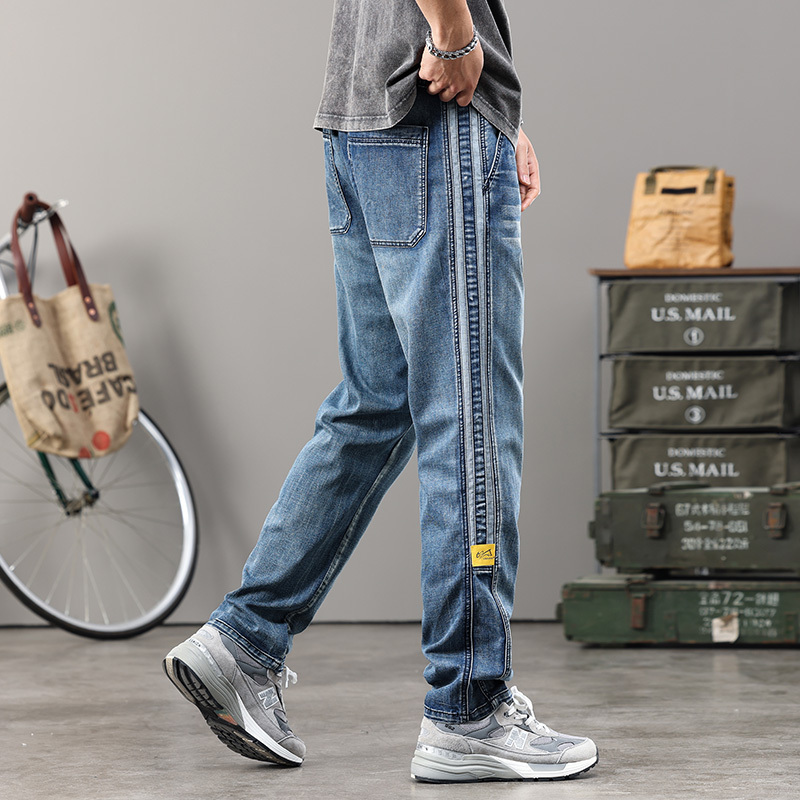 Summer Thin Spliced Stretch Denim Jeans for Men, Loose Straight-Leg Plus-Size Long Pants, Summer 2026 New Style Summer Thin Spliced Stretch Denim Jeans for Men, Loose Straight-Leg Plus-Size Long Pants, Summer 2026 New Style