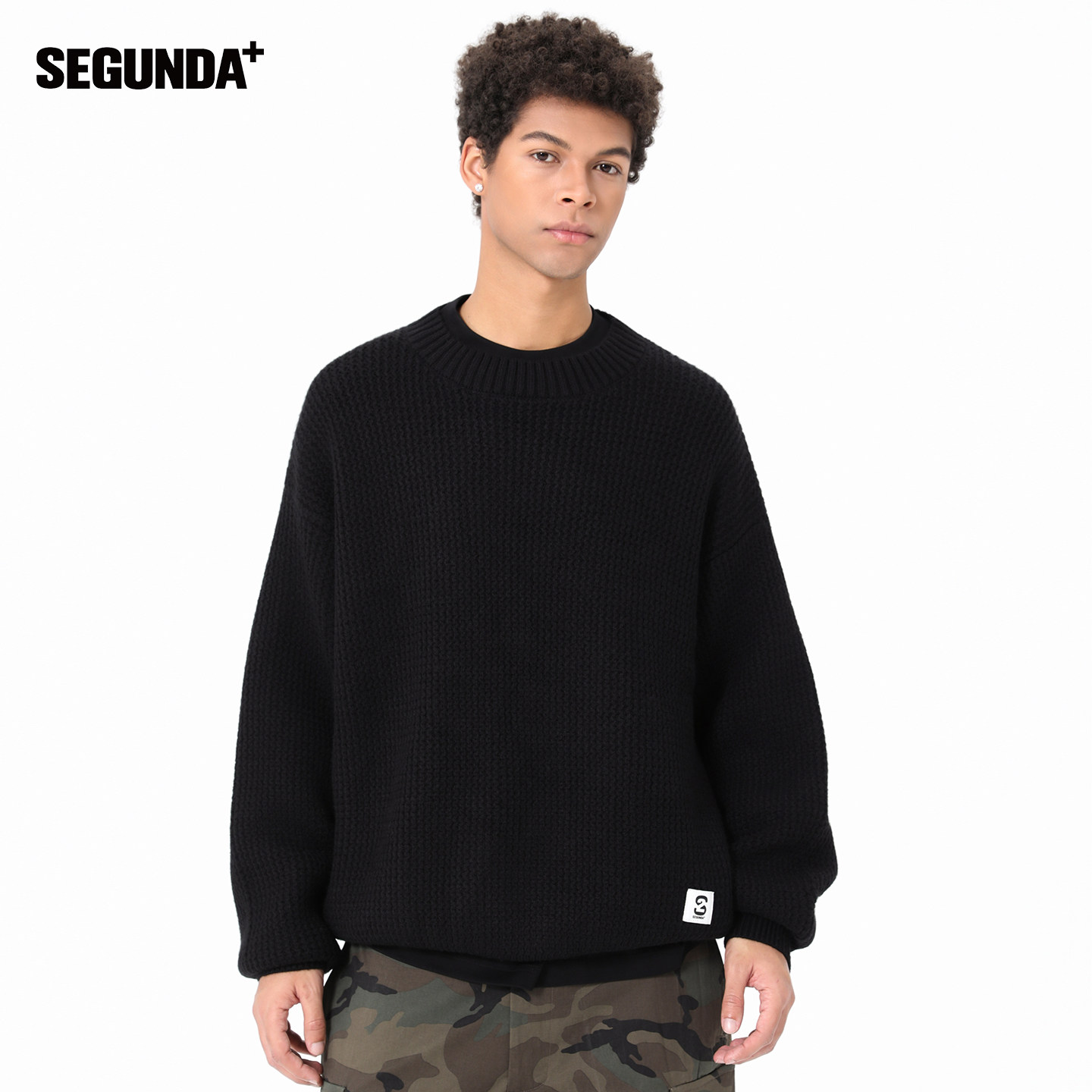 SEGUNDA+【美利奴羊毛混纺】粗针重磅圆领宽松休闲套头针织衫毛衣